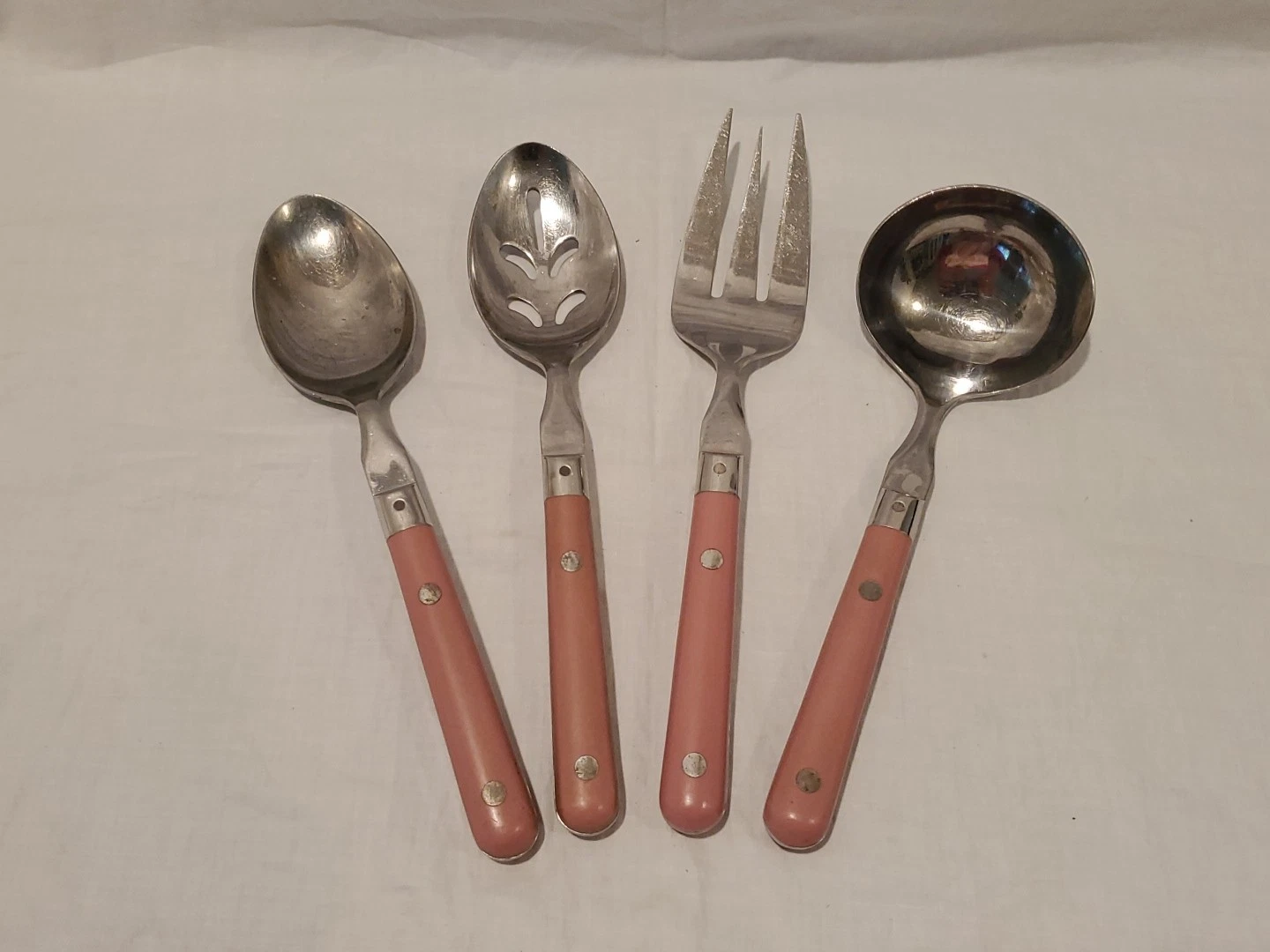 WF Mardi Gras Mauve Pink Stainless 4 pc Flatware Serving Set Washington Forge