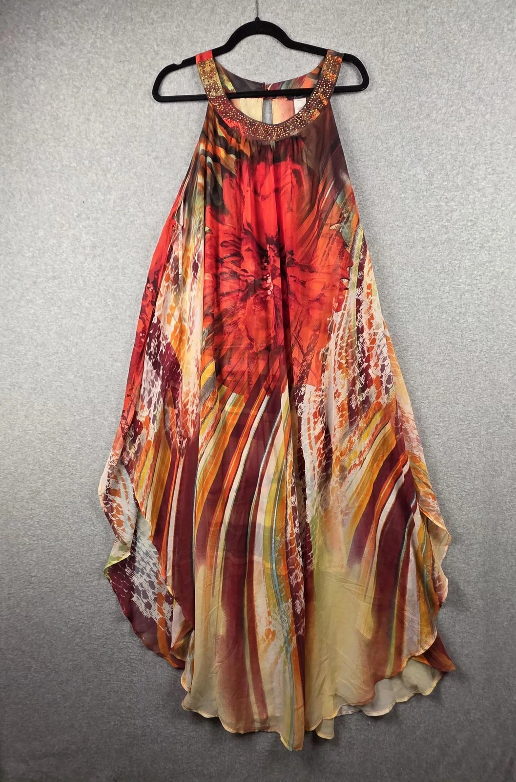 Cocomo Woman Dress Womens 3X Multicolor Beaded Halter Chiffon Swing Maxi Boho
Opens in a new window
