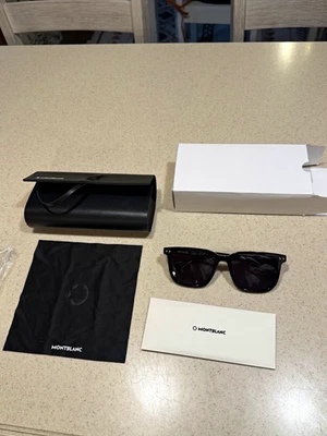 Gafas de sol cuadradas Montblanc MB0258SA para hombre marco negro gris tintado - Imagen 1 de 4