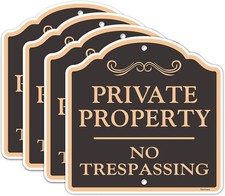 Large 4 Pack Private Property No 12x12 Inch 4-Pack, Black 4Pack