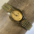 Vintage Seiko Galaxy Ladies V401-5270 Dress Gold Tone Oval Quartz 20mm Watch 7"