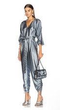 AMAZING STELLA McCARTNEY METALLIC GRAY/BLUE  JUMPSUIT ROMPER Sz 38 (bal)
