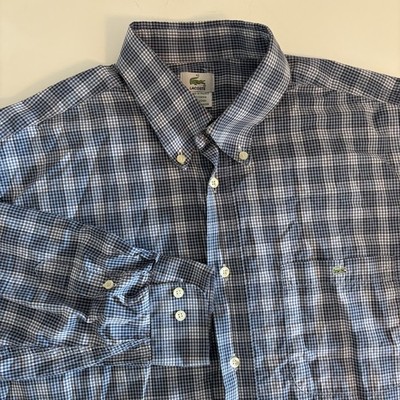 Lacoste Plaid Button Down Mens Size EU 42 Designer Work Shirt