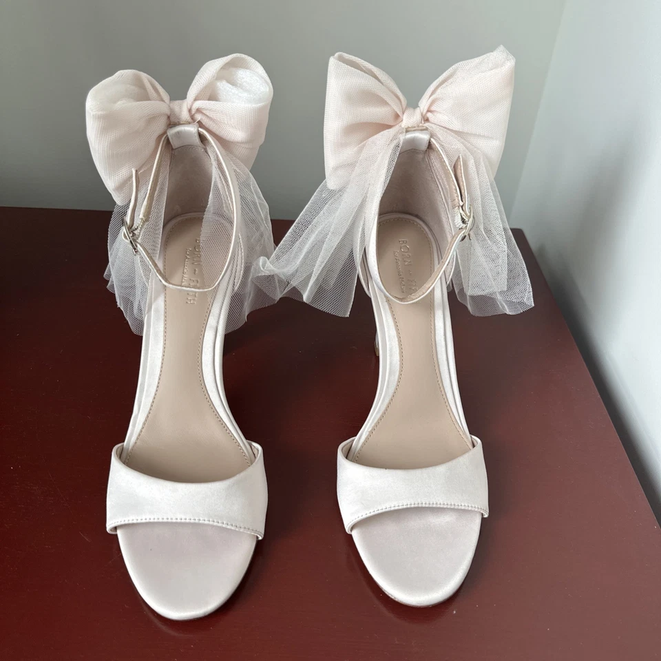 Antonio Melani x Born on Fifth Elle Satin Tulle Bow Heels Blush Wedding Party - Image 4 of 4