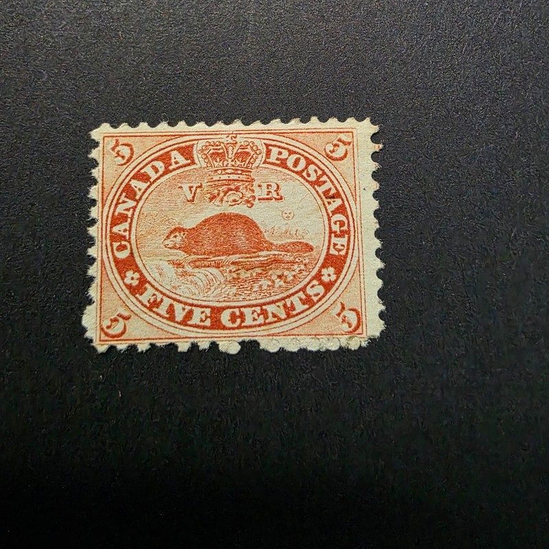 Canada #15 5c 1859 vermillion beaver, F/VF LH,  Rare Original Gum