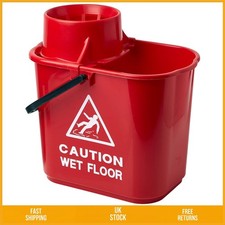 Image of Durable 2Work Plastic Mop Bucket with Wringer Red 15 Litre Capacity