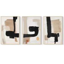 Large Framed Canvas Wall Art, 24x36in Set of 3, Abstract Neutral Art Painting...