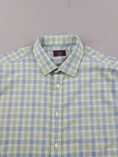 Untuckit Performance Shirt Mens Large Green Plaid Stretch Lightweight