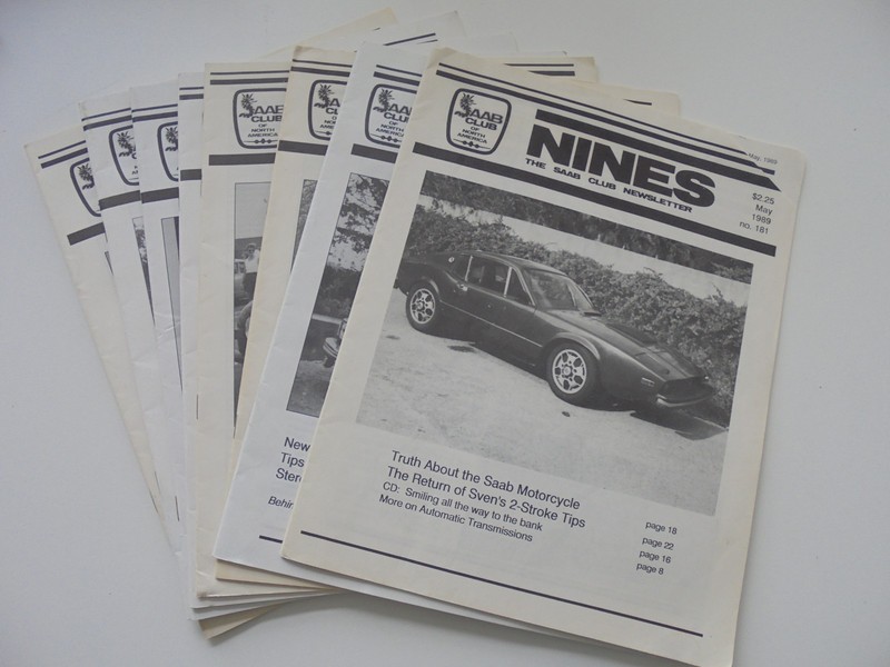 Saab Club Nines Magazine 1989-1992 - Lot Of 8 Issues 
