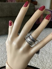 Handmade Sterling Silver Spinner Ring Sz 6.5 Beaded And Plain Spinner Rings