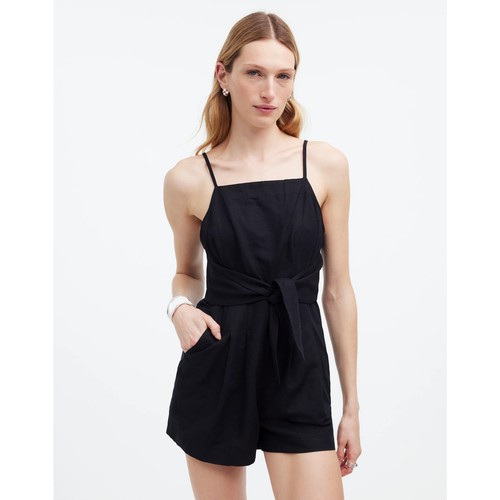 NWOT Madewell Tie-Waist Romper in True Black size 4
