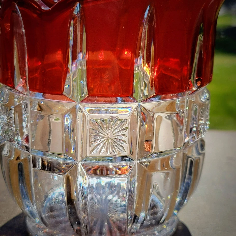 Antique EAPG Glass Creamer Tarentum Glass Block & Star Ruby Stained c.1910 USA - Image 3 of 4