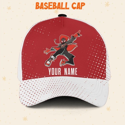 Custom Spiderman Miles Red Comic Logo Cap, Custom Disney Hat, Spiderman Baseball