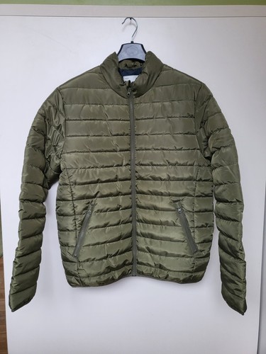 JACK&JONES sz L JACKET PUFFER PUFFA ZIP COLLAR LIGHTWEIGHT SPRING GREEN MILITARY - Picture 6 of 7