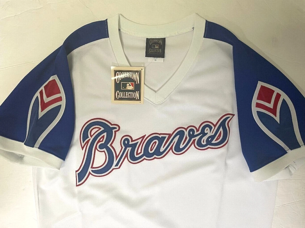 AUSTIN RILEY ATLANTA BRAVES THROWBACK COOPERSTOWN BLUE JERSEY NEW MAJESTIC MENS
