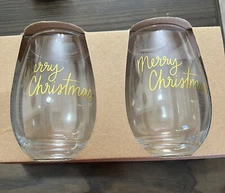 Merry Christmas Wine Glasses 16oz Set of 2 Ankyo Dev.