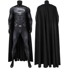 Justice League Superman Cosplay Costume Clark Kent Black Suit Stretchy Bodysuit
