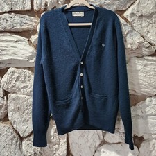 Vintage Christian Dior Monsieur Cardigan in Navy Blue Men's Large V Long Sleeve