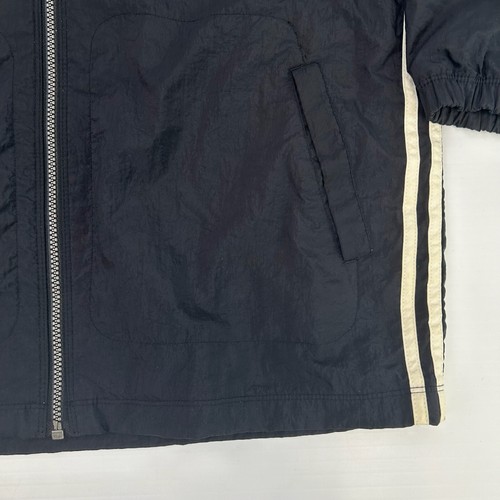 Adidas Jacket Men Medium Spell Out Stripe Logo Zip Pocket Party Run Gym Core Go - Picture 6 of 17