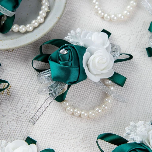 Bridesmaid Wrist Corsage Bracelet Pearl Hand Flowers Wedding Party Prom Decor UK - Picture 8 of 18