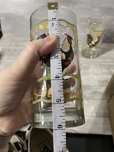 Crisa by Libbey Glasses 16 oz Tumblers/Glasses Rooster Chicken Farm Set of 2 - Picture 4 of 5