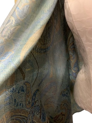 Blue Green Fringed Pashmina Shawl Bellissima Accessories New 72" x 30" - Picture 4 of 9