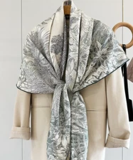 100% Silk arboretum Print Pure Twill Silk Wrap Scarf Bandana Large Shawl 53" NEW