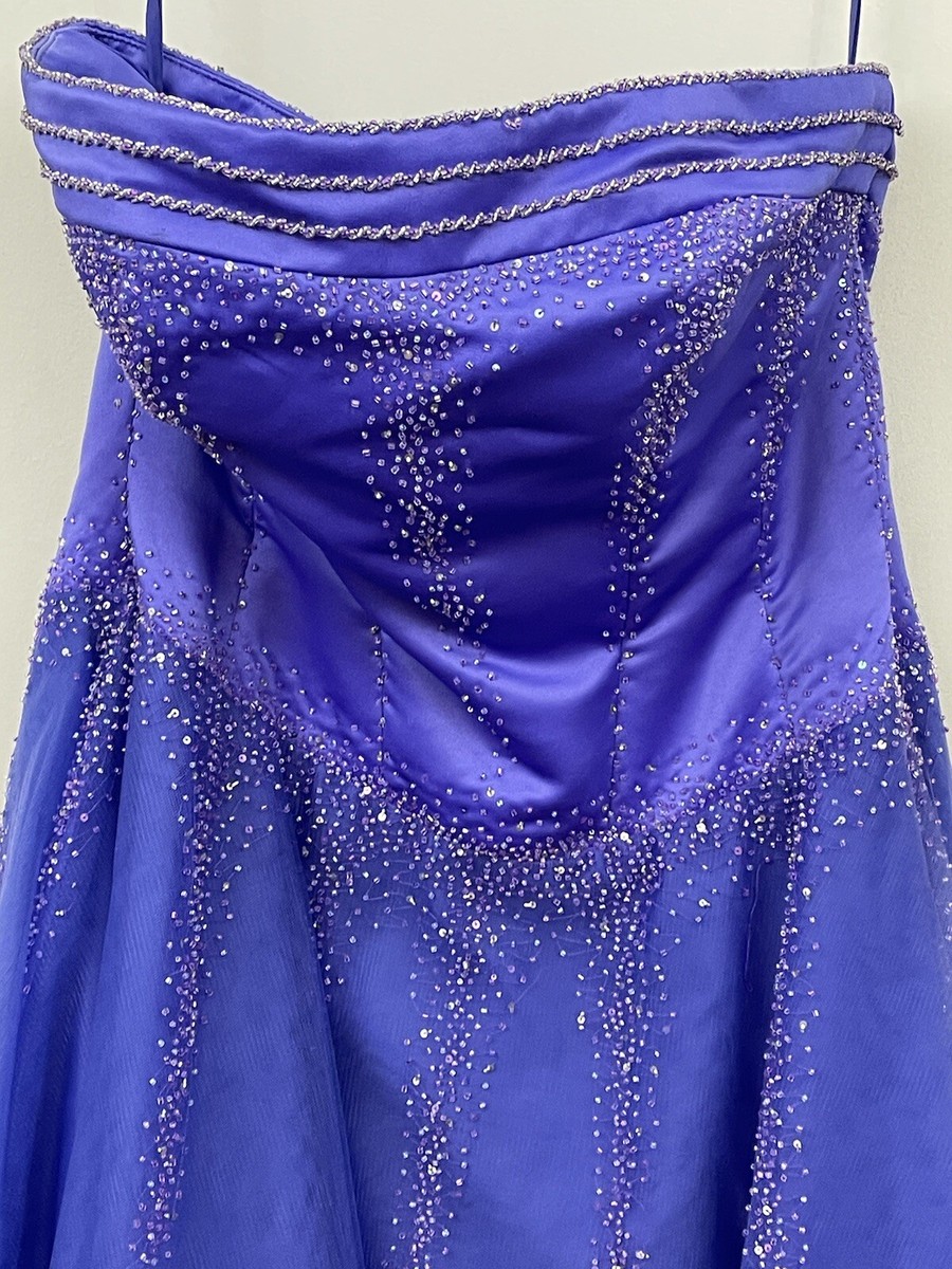 Vintage 2000s Purple iridescent Beaded Tulle princess formal Prom dress  Gown