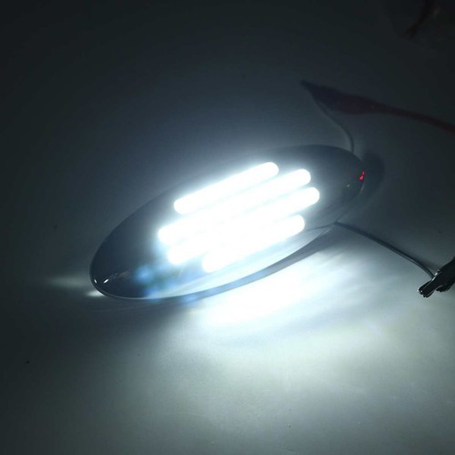 4X Oval 6.7" White LED Truck Trailer Side Marker Clearance Light Chrome Base - Picture 2 of 7