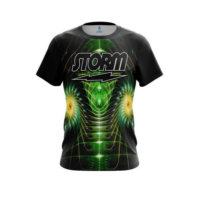 Storm Mens Dye Sub Vortex Green CoolWick Performance Crew Bowling Shirt