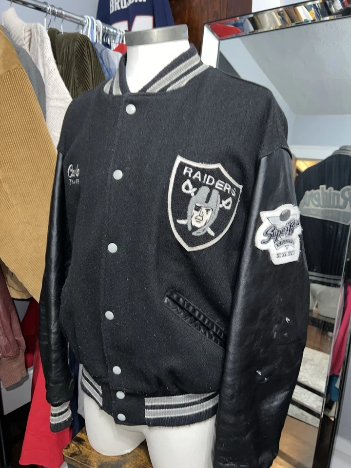 DeLong L.A. 1984 Chaqueta Raiders Vintage Stadium Hecha en EE. UU. Talla XL Manga de Cuero Foto 2 de 4
