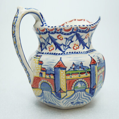 Antikes Wedgwood Wasser Milchkännchen handbemalt Alfred Powell, um 1924 Pont Valentré