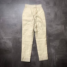 Prada cream 100% silk high waisted straight leg trousers, zip closure, size 38