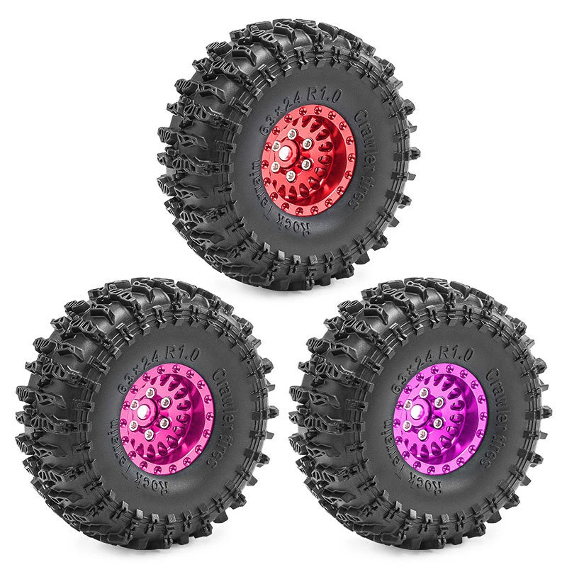 Aluminum 1.0" Beadlock Wheel Rim &Tires for Traxxas 1/18 TRX4M 1/24 SCX24 AX24 - Image 2 of 4