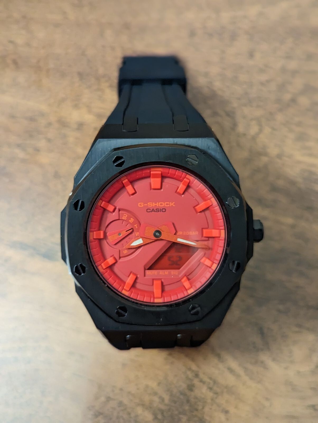 GSHOCK Red and Black Men's Watch GA21004A Customized "Casioak