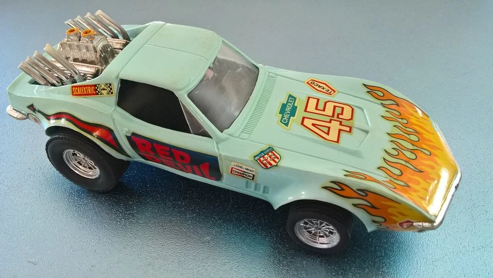 Scalextric Exin 4050 Chevrolet Corvette Dragster Lt Blue No 45. Made in SPAIN. - image 2 of 4