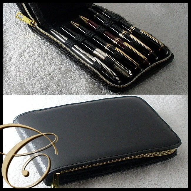 Mappe für 12 Schreibgeräte / Sammelmappe / Stifte Etui / Stiftetui Schwarz