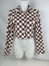 Shein Floral Button Up Crop Top Hippie Brown Flower Shirt Size S Collared Blouse