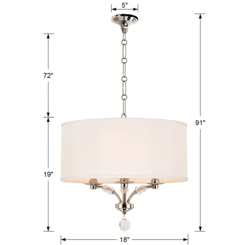 Crystorama Lighting Group 8005 Mirage 3 Light 18"W Pendant - Nickel - Picture 2 of 7