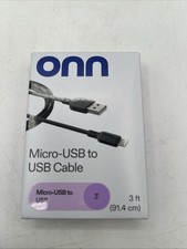 onn 3ft Micro-USB to USB Charging Cable, Black