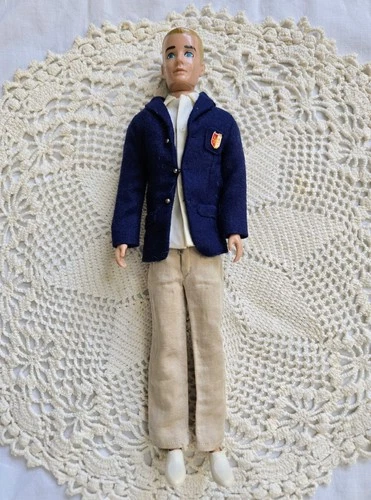 Vintage 1960s BLONDE painted hair KEN Barbie DOLL in original SWIM SUIT sandals