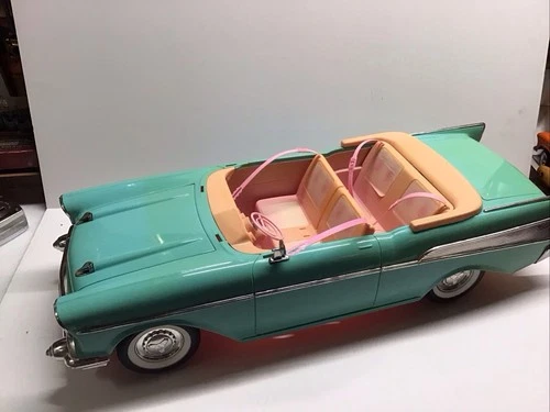 Vintage BARBIE Turquoise Pink 1957 Chevy Bel Air Convertible Car 1988 100% Comp.