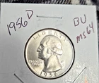 1956-D WASHINGTON QUARTER SUPERIOR BU KEY DATE COIN!!