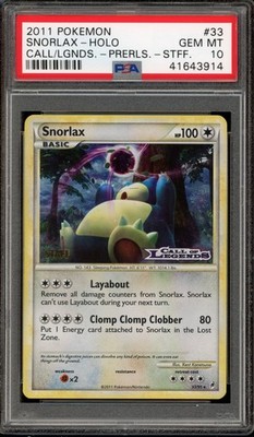 Pokemon Snorlax Call of Legends STAFF Prerelease Holo Rare #33 PSA