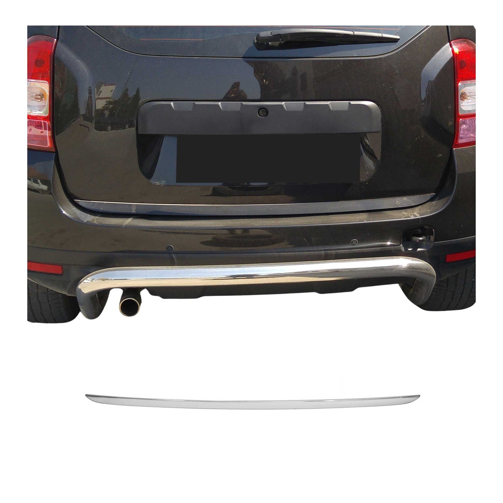 Garniture de hayon Dacia Duster 2010-2018 acier inox baguette de coffre protection arrière