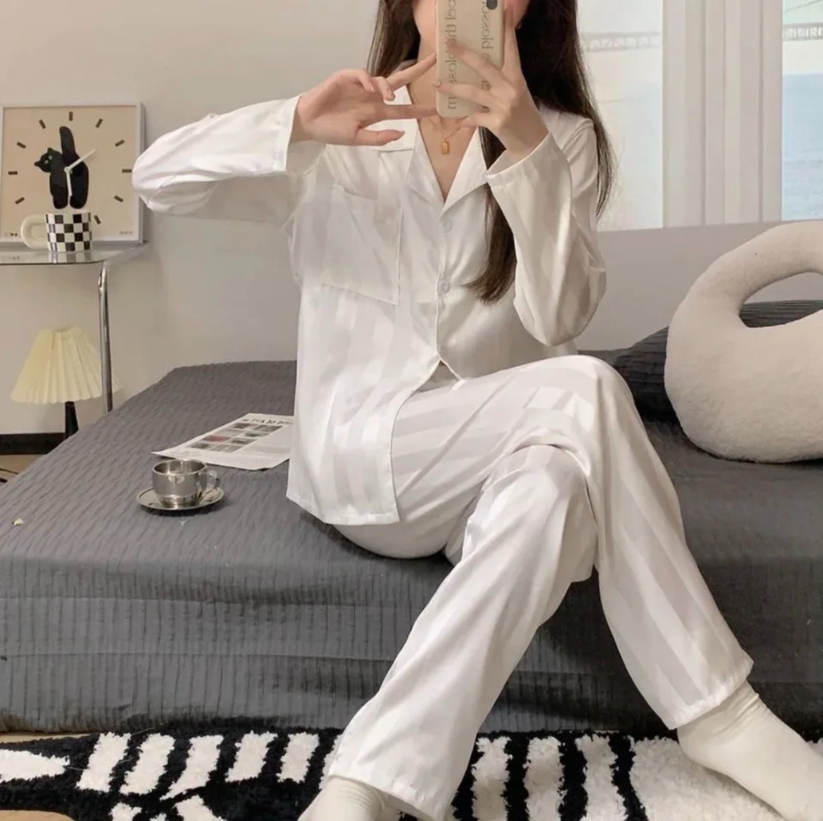 Women's Pajama Set, Long Sleeve Shirt and Pants Loungewear