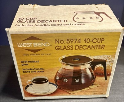 West Bend Glass Pot Decanter 10 cup Coffee Carafe Replacement 5974 Brown NICE!