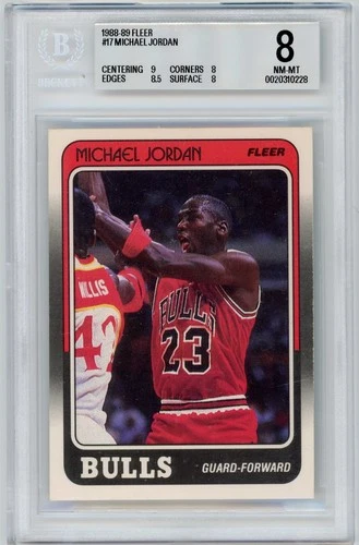 1988-89 Fleer MICHAEL JORDAN #17 Chicago Bulls HoF BGS 8 NM-Mint Fast Ship D343