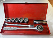 THORSEN Original Vintage 3/8" Drive Socket Set in Metal Box Sockets Wrench Bar