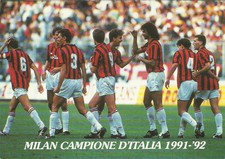Milan Campione D'italia-1991-1992 cartolina nuova più una con bollo annullo